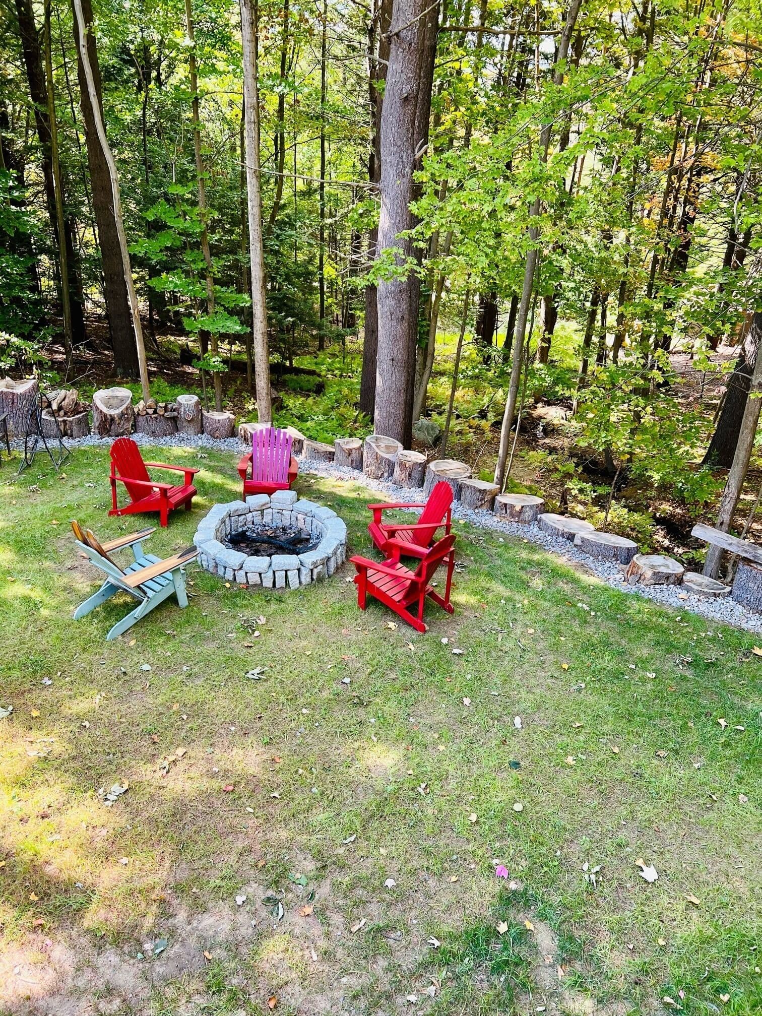 Outdoor fire pit in the woods